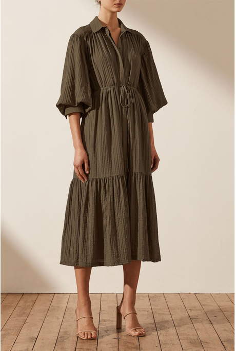 Shona Joy Mila Button Up Tiered Midi Dress Dresses Diahann Boutique Shona Joy Sp21 9054