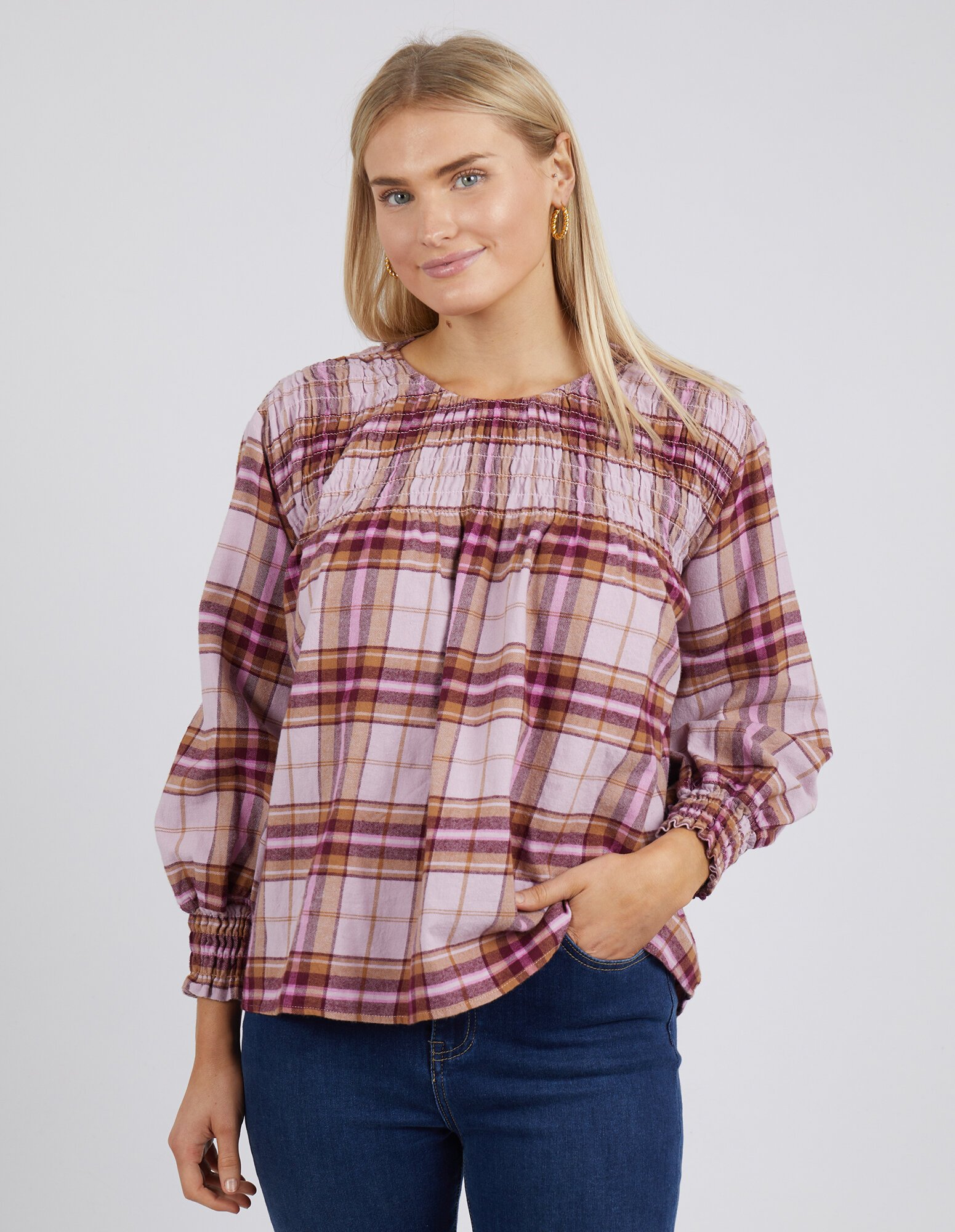 Elm HEATHER CHECK Blouse - Brand-Elm : Diahann Boutique - Elm W23