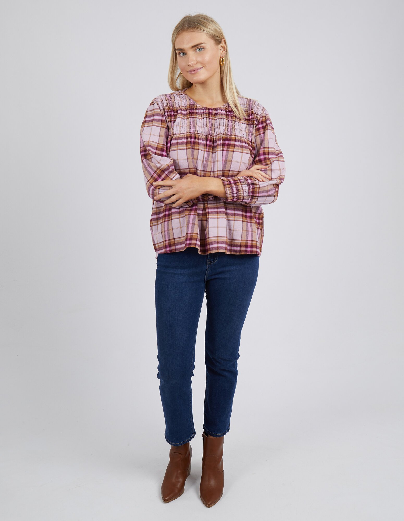 Elm HEATHER CHECK Blouse - Brand-Elm : Diahann Boutique - Elm W23