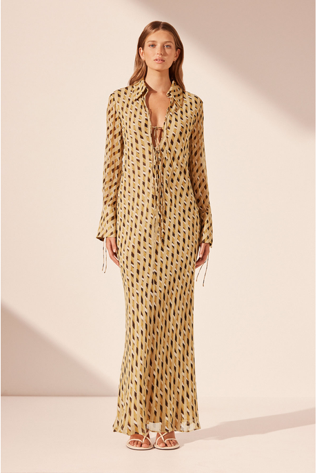 Shona Joy AXELl SHIRT TIE Maxi Dress