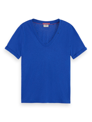 Scotch and Soda EMBROIDERED V NECK T-Shirt-tops-Diahann Boutique