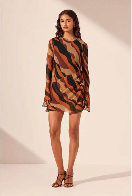 Shona Joy ANITA L/S GATHERED MINI Dress