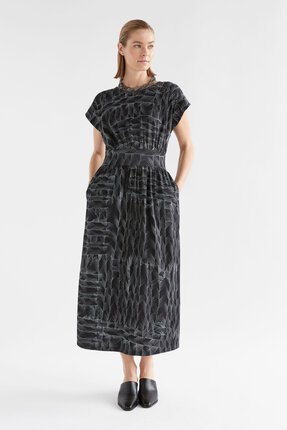 Elk BLACK LINE PRINT JAGAR Dress-dresses-Diahann Boutique