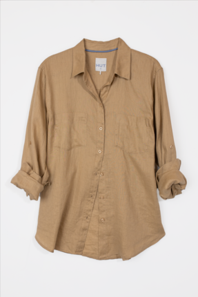 Hut CROISSANT THE BOYFRIEND LINEN Shirt-tops-Diahann Boutique