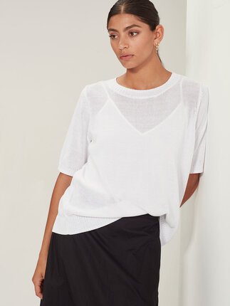 Carolines Sills STEPHAN OPEN KNIT Tee-tops-Diahann Boutique