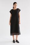 Elk BLACK GRID BURNOUT MIDI Dress