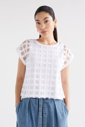 Elk WHITE GRID BURNOUT Top-tops-Diahann Boutique