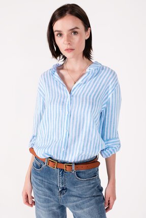 Hut SKYSTRIPE LINEN Shirt-tops-Diahann Boutique